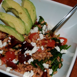 Warm Farro Bowl with Beets and Goat Cheese