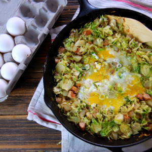 Brussel Sprout, Chicken Sausage, and Potato Breakfast Hash