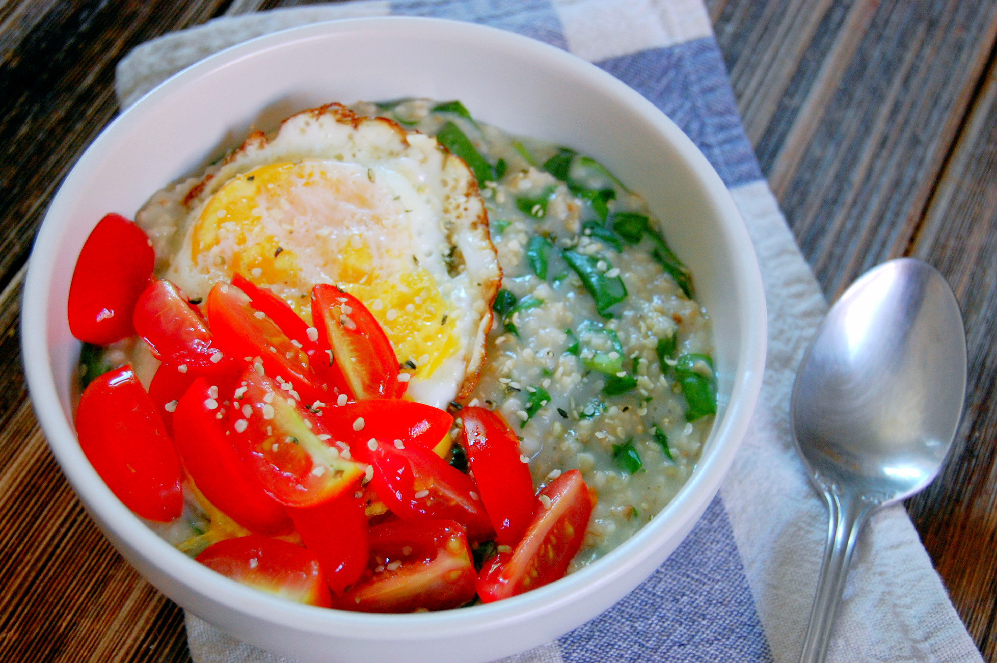 Savory Spinach Steel Cut Oatmeal