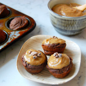 Mini Black Bean Cupcakes with Salted Date Caramel