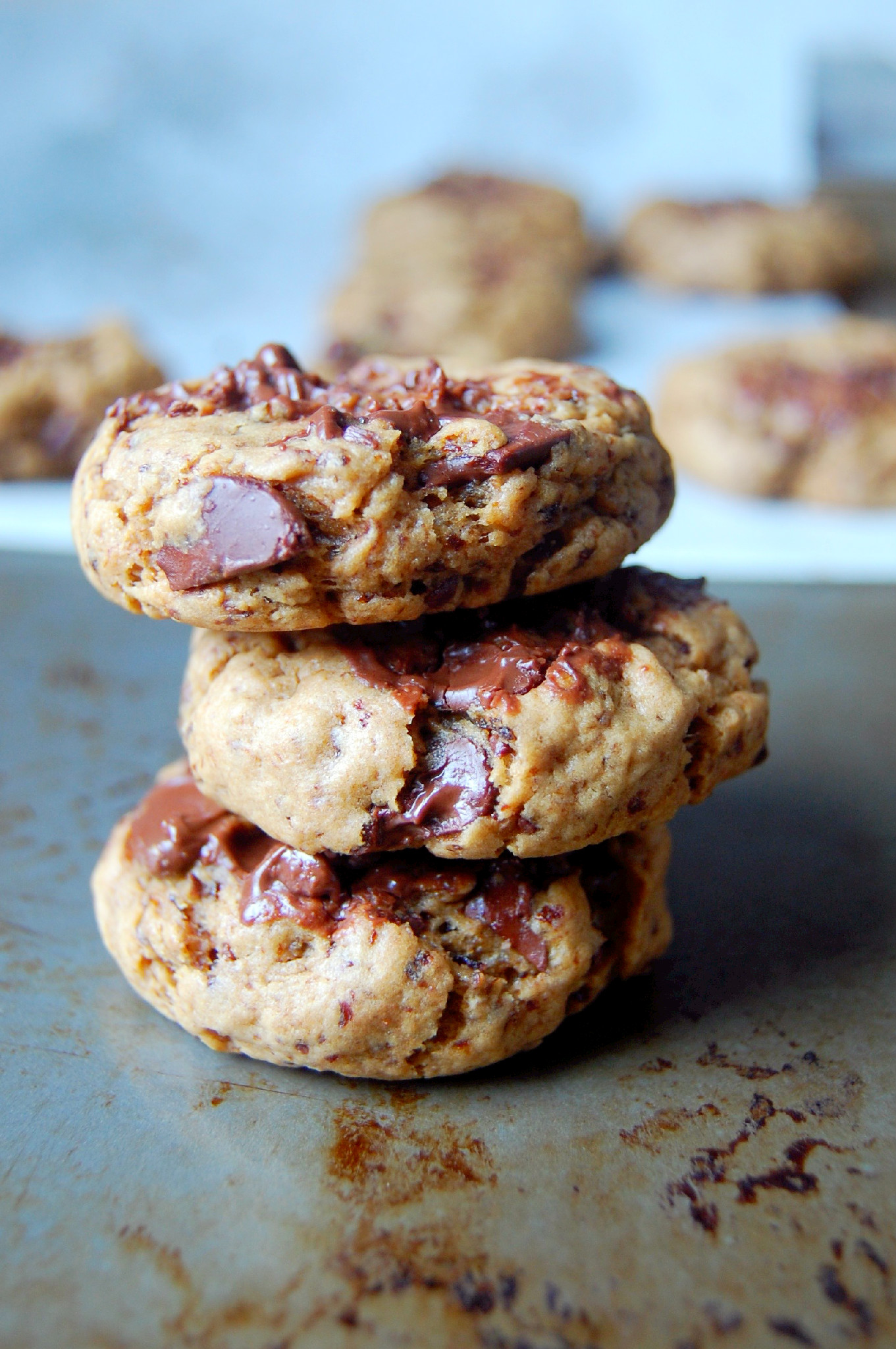 A healthier chocolate chip cookie recipe - made low-fat by using dried plum puree! | UprootKitchen.com