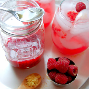 How to make homemade Raspberry Ginger Soda Syrup - sweetened naturally with honey and perfect as a mixer with club soda or as a base for cocktails | Uproot from Oregon