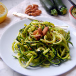15 Minute Zucchini Noodles with Almond Pesto