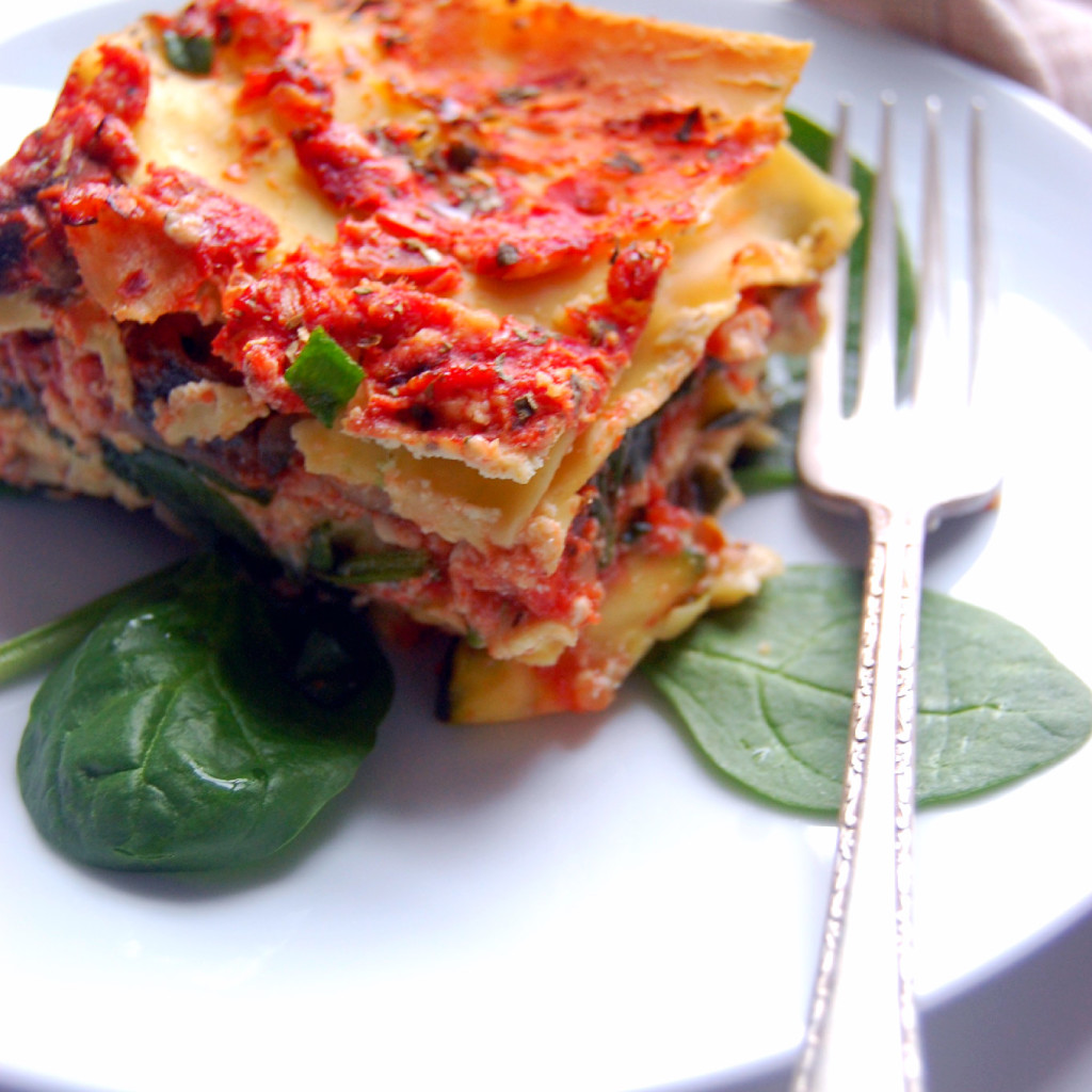 A high protein, dairy-free Turkey Lasagna with Ricotta Tofu, Mushrooms, Zucchini, and Spinach | uprootkitchen.com