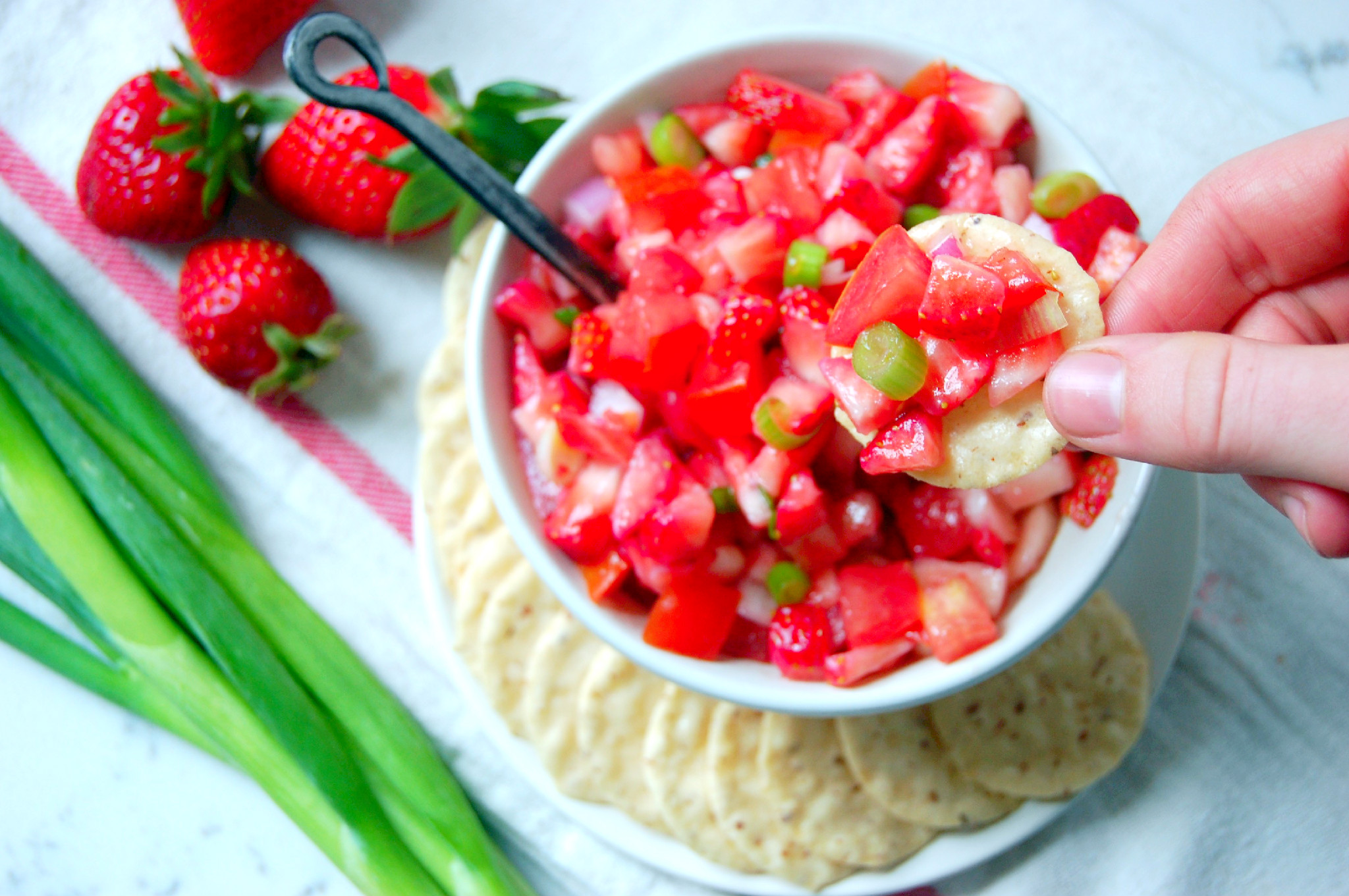 White Balsamic Strawberry Salsa - perfect for summer nights! | uprootkitchen.com