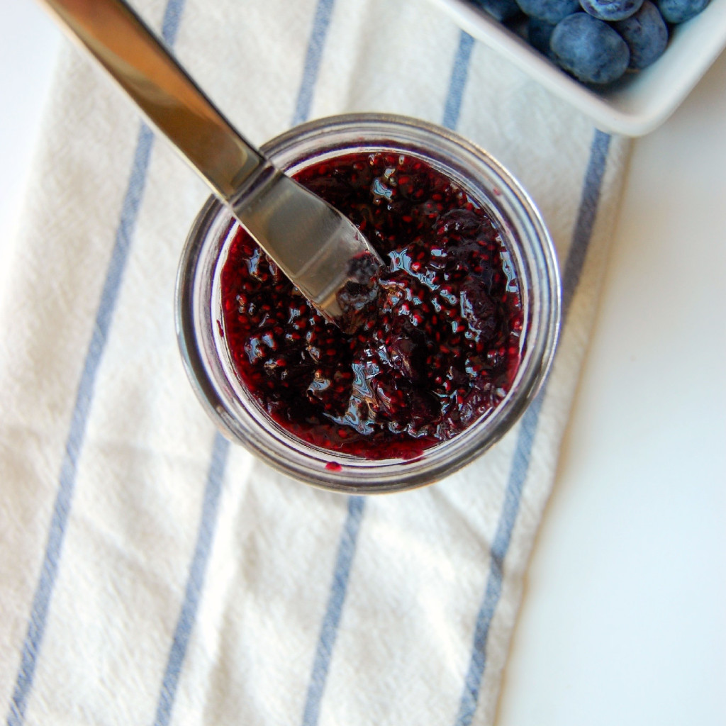 BLUEBERRY CHIA JAM - a simple, 3 ingredient recipe that is a great low sugar and higher protein alternative to storebought jam! | uprootkitchen.com
