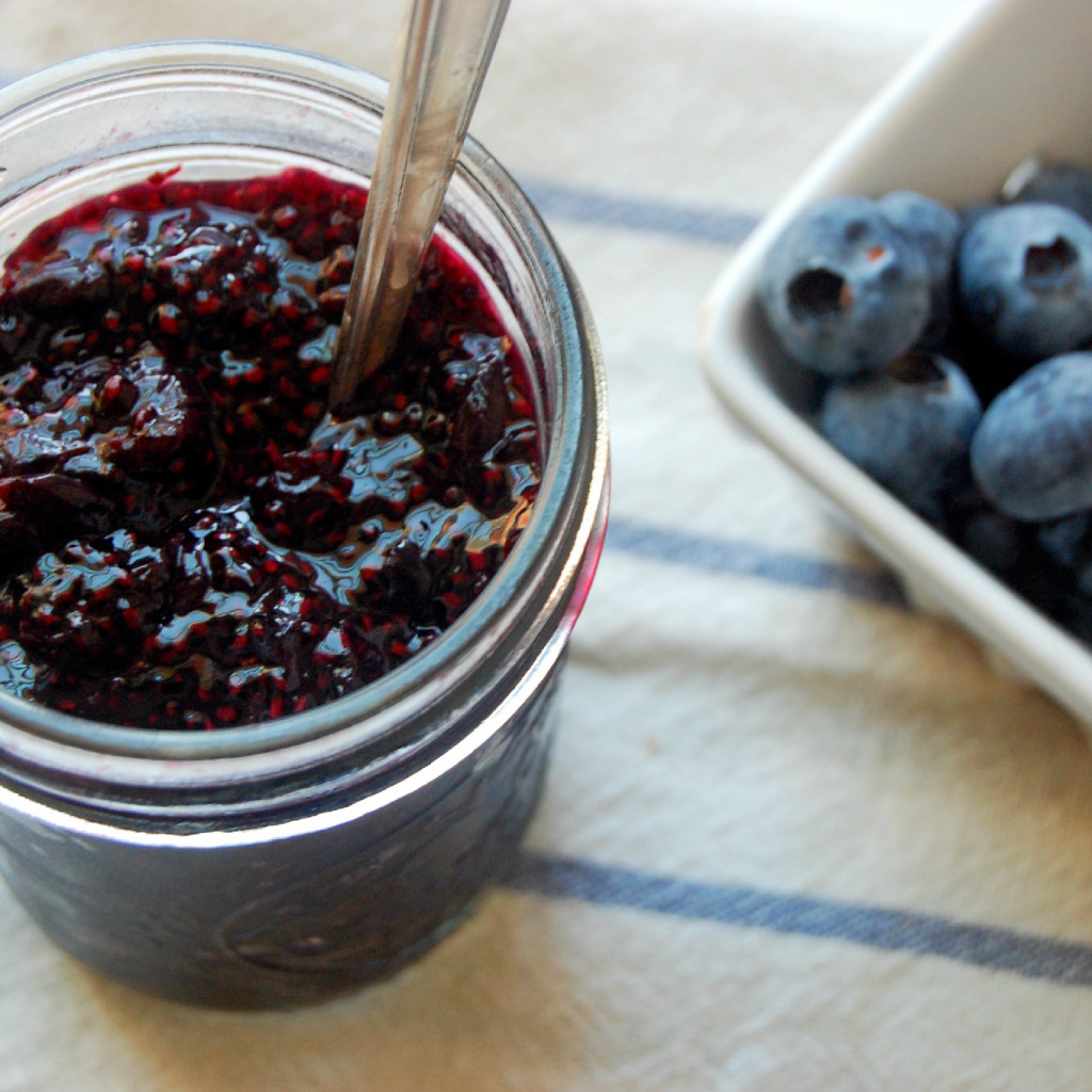 Blueberry Chia Seed Jam - a simple, 3 ingredient low-sugar jam recipe | uprootkitchen.com