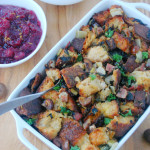 Chestnut Stuffing with Kale and Turkey Bacon