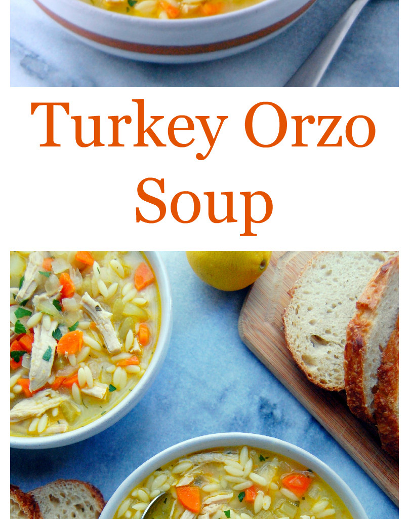 Turkey Orzo Soup, a winter warming bowl of flavorful broth, turkey breast, and orzo pasta | uprootfromoregon.com