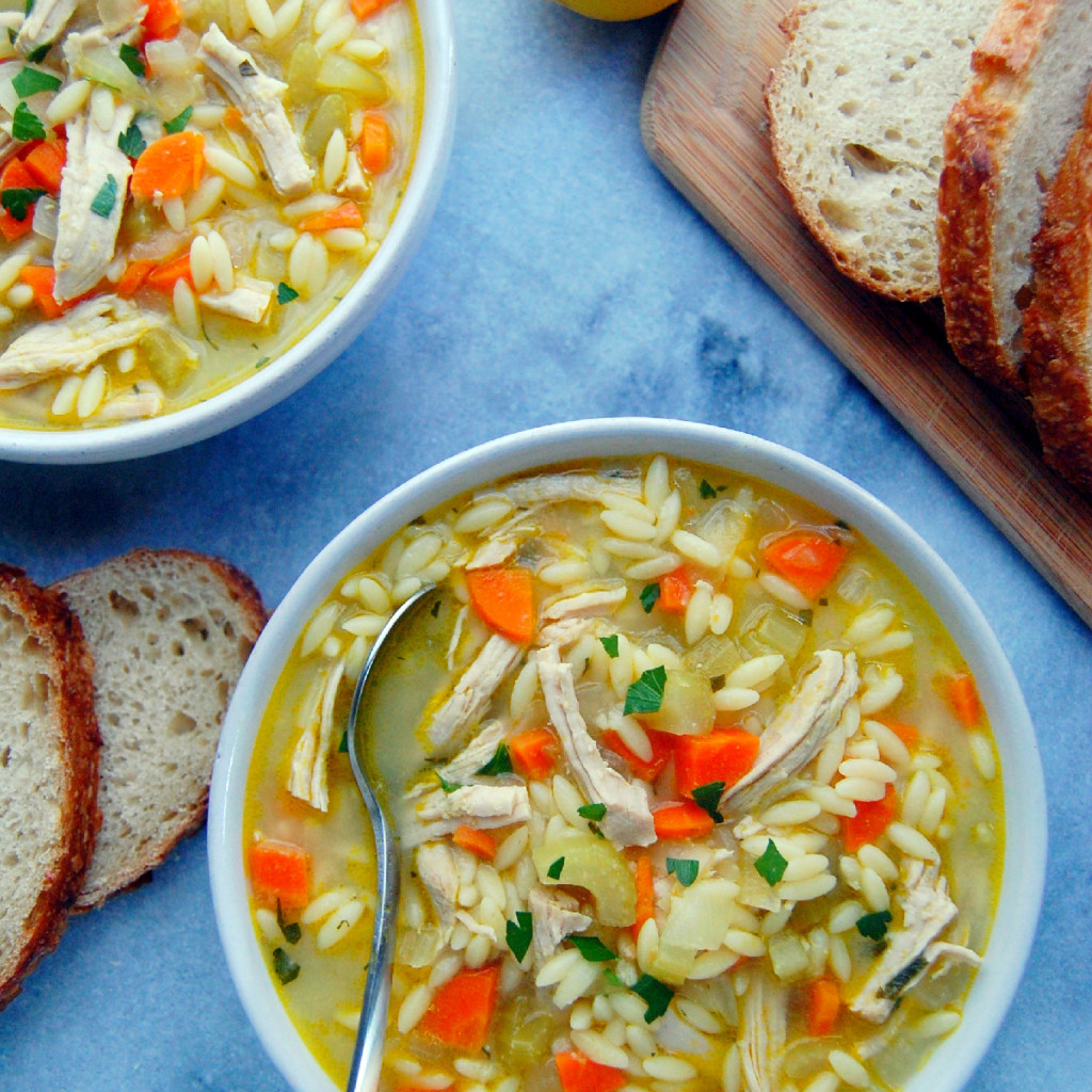 Turkey Orzo Soup with Lemon and Parsley, the perfect bowl of warming and comforting soup for winter | uprootfromoregon.com
