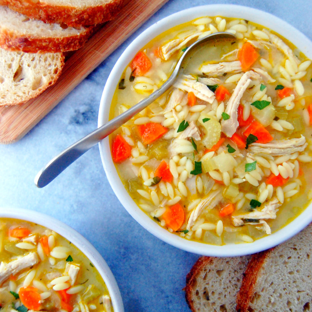 Turkey and Orzo Soup, filled with aromatic vegetables, lemon juice, and parsley for a fresh touch | uprootfromoregon.com