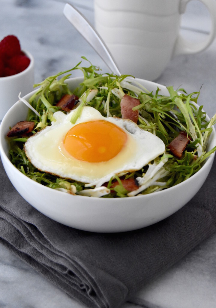 Frisée Breakfast Salad with Bacon and Eggs | uprootkitchen.com