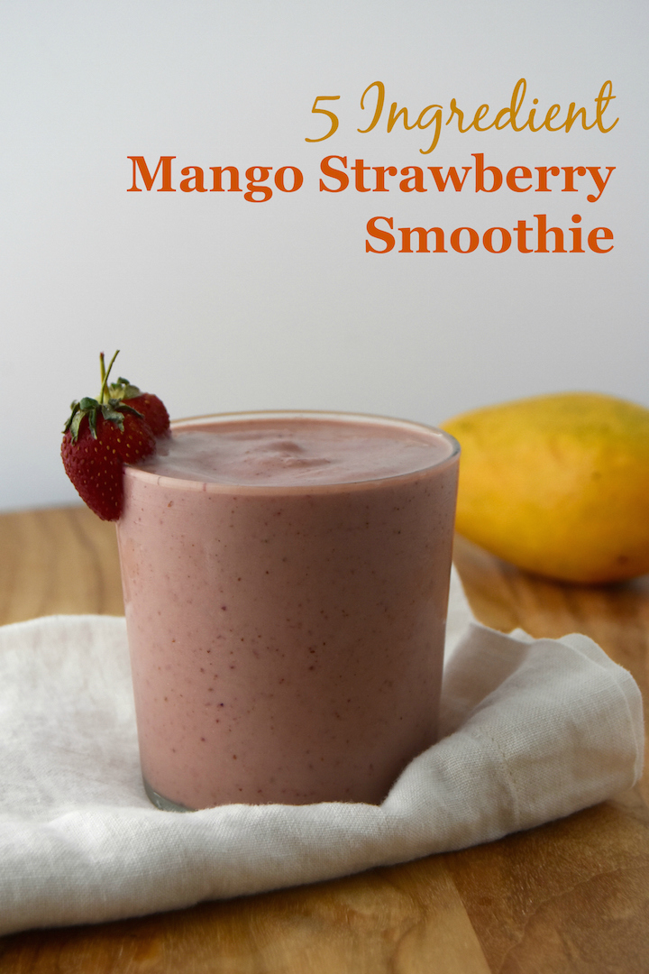 5 Ingredient Mango Strawberry Smoothie | uprootkitchen.com