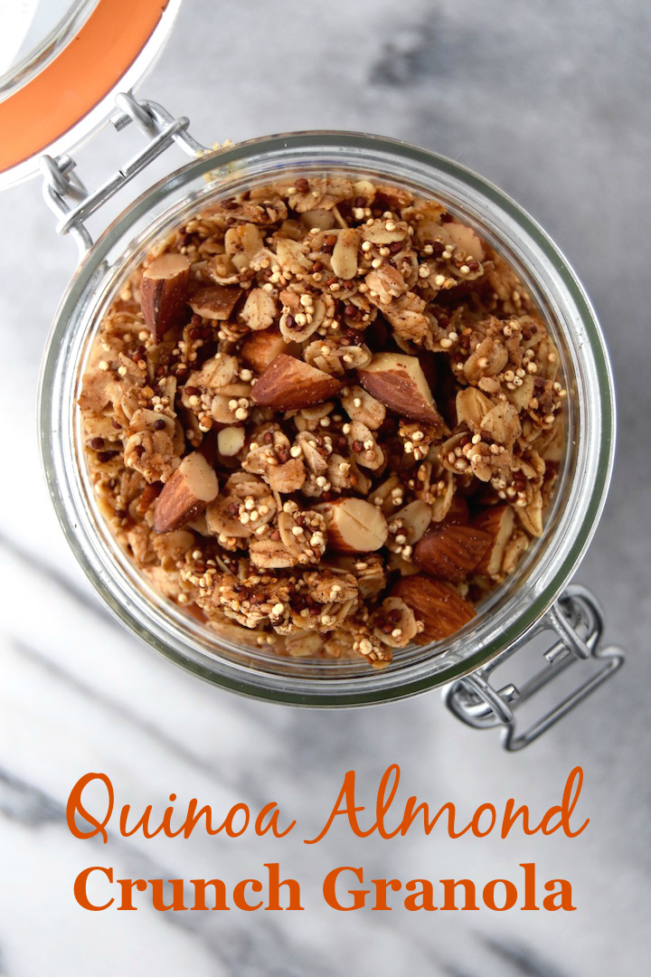Quinoa Almond Crunch Granola - perfect for sprinkling over smoothies, yogurt, or eating with milk. | uprootkitchen.com