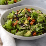 Leaf Lettuce Salad with Black Rice, Snap Peas and Avocado