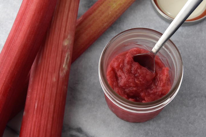 This is a simple Rhubarb Compote, with just 3 ingredients, perfect for topping oatmeal, smoothies, or toast. | uprootkitchen.com