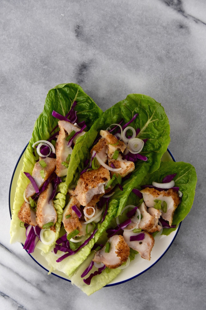 Rockfish Taco Lettuce Wraps are a quick and healthy weeknight dinner idea. | uprootkitchen.com