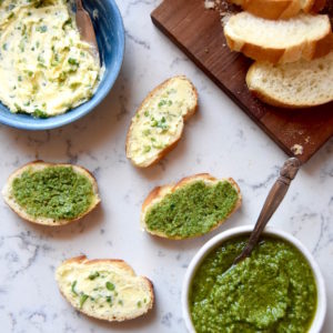 Garlic Scape Compound Butter and Garlic Scape Pesto