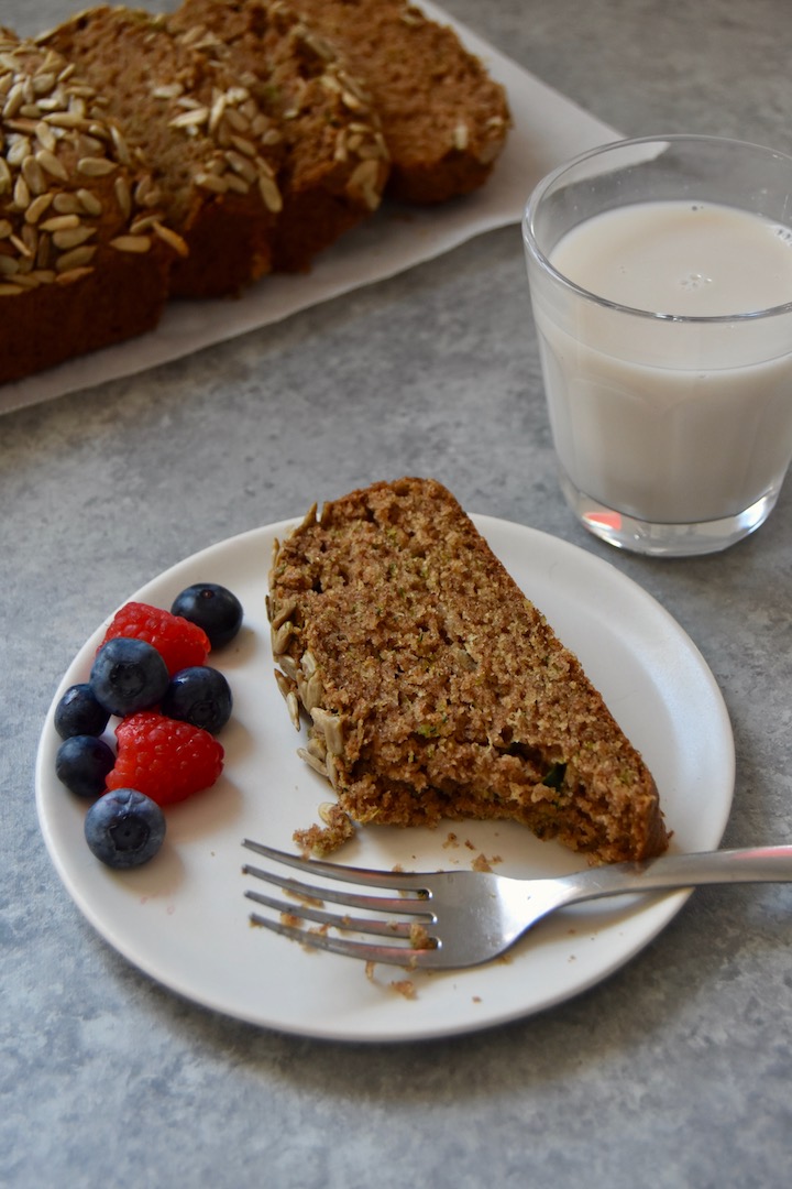 Whole Wheat Zucchini Bread made with maple syrup