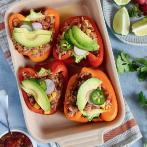 Pinto Bean and Rice Stuffed Peppers | uprootkitchen.com