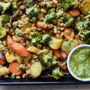 Sheet Pan Roasted Carrots and Broccoli with White Beans | uprootkitchen.com